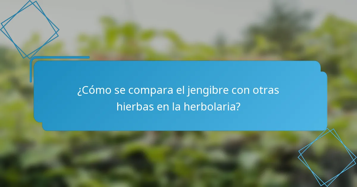 ¿Cómo se compara el jengibre con otras hierbas en la herbolaria?