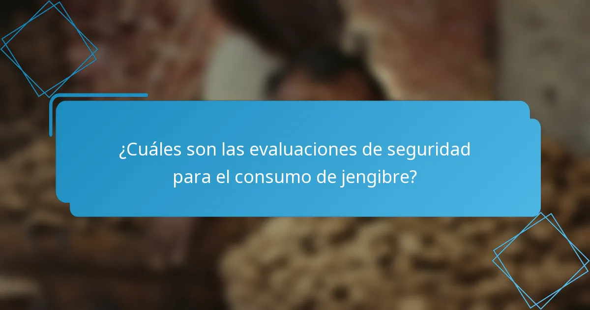 ¿Cuáles son las evaluaciones de seguridad para el consumo de jengibre?