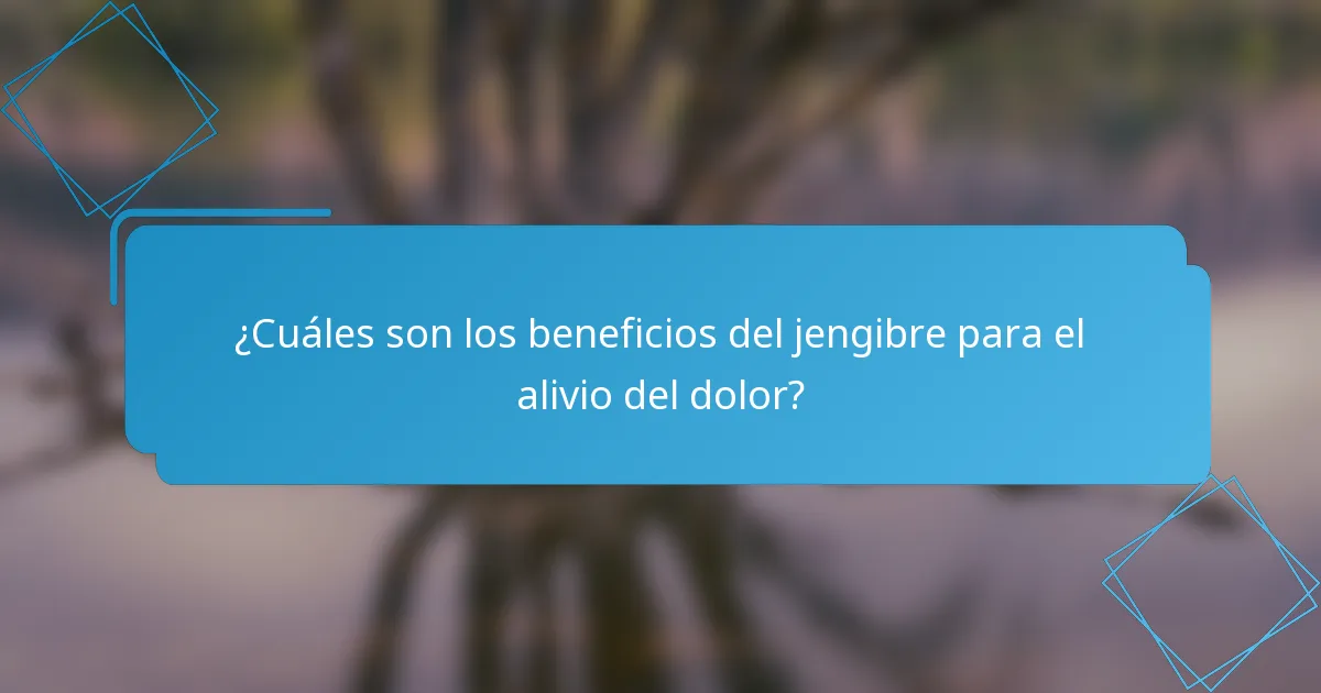 ¿Cuáles son los beneficios del jengibre para el alivio del dolor?