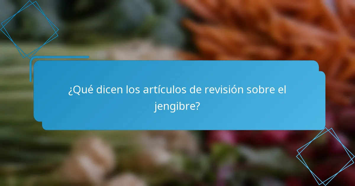 ¿Qué dicen los artículos de revisión sobre el jengibre?