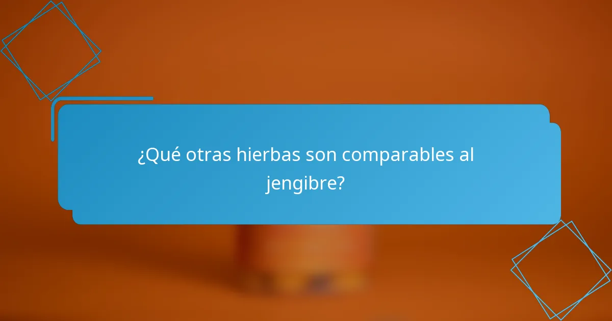 ¿Qué otras hierbas son comparables al jengibre?