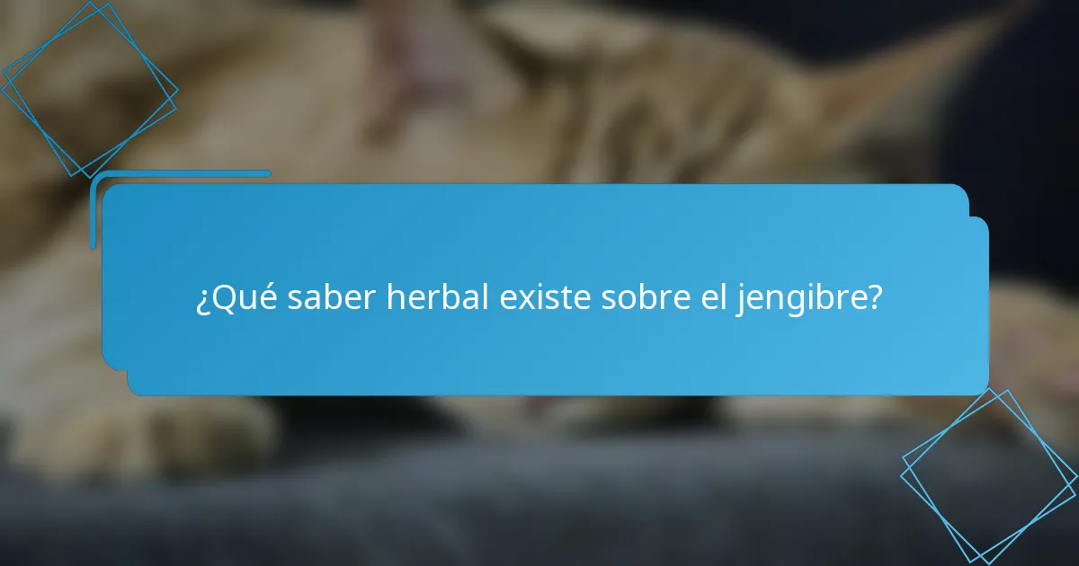¿Qué saber herbal existe sobre el jengibre?
